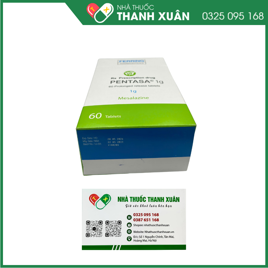 Viên uống Pentasa Tablet 1g trị viêm ruột mãn tính (6 vỉ x 10 viên)
